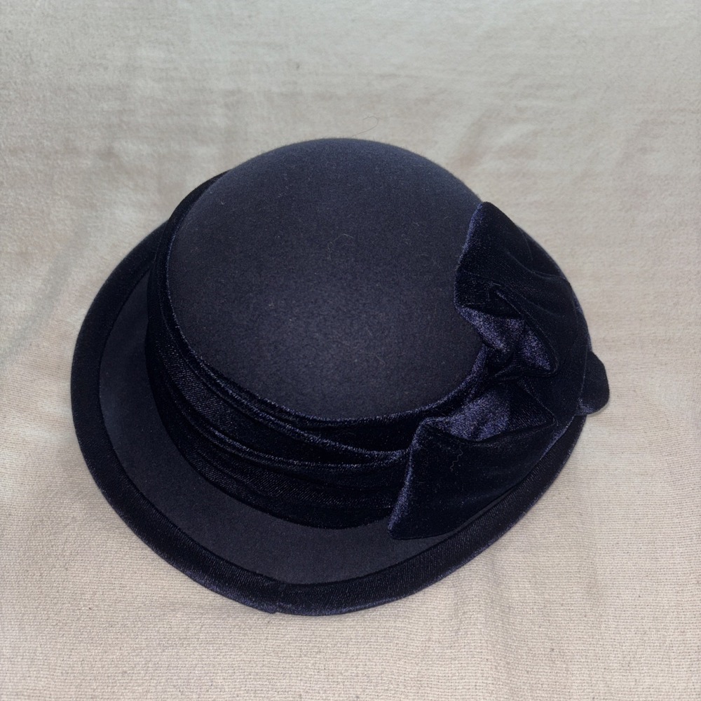 Vintage Arlin Navy Blue Felt Wool Cloche Hat  1920-30 Style Church/Cocktail